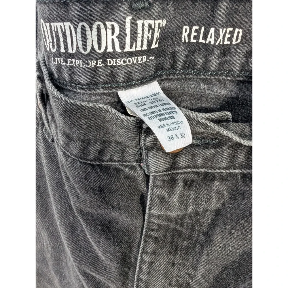 Outdoor Life Relaxed Fit Jeans Mens 36x30 Faded Black Denim 100% Cotton